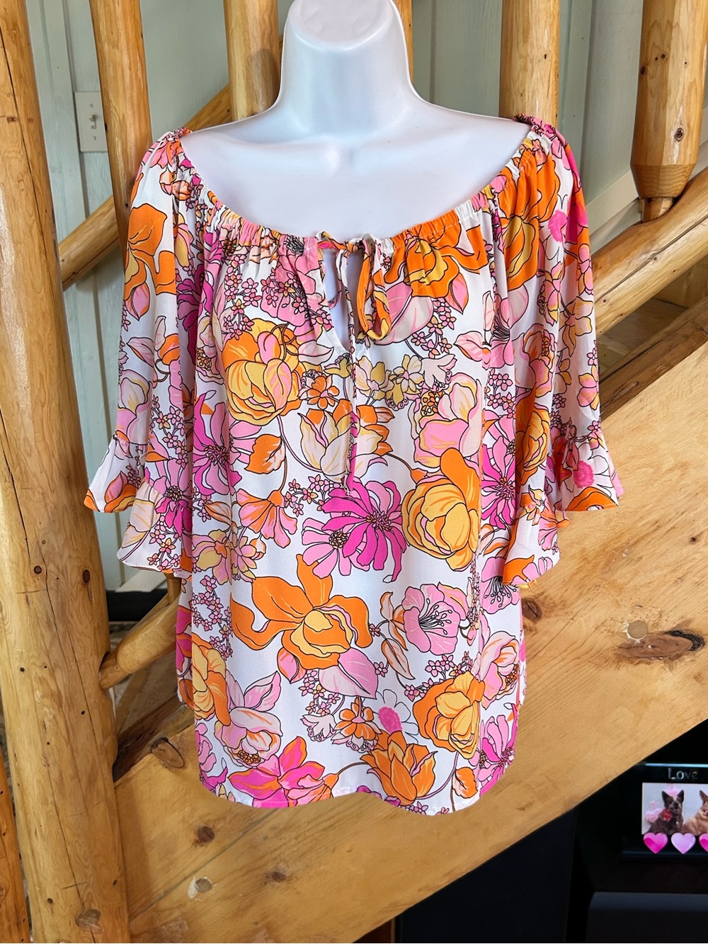 SUMMER CeCe bright Floral Pink & Orange- ruffles